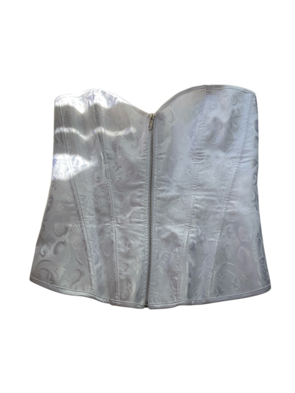 White Strapless Zipper Corset Size Large